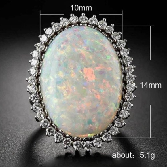 New Opal Diamond 925 Sterling Silver Ring - Picture 2 of 4